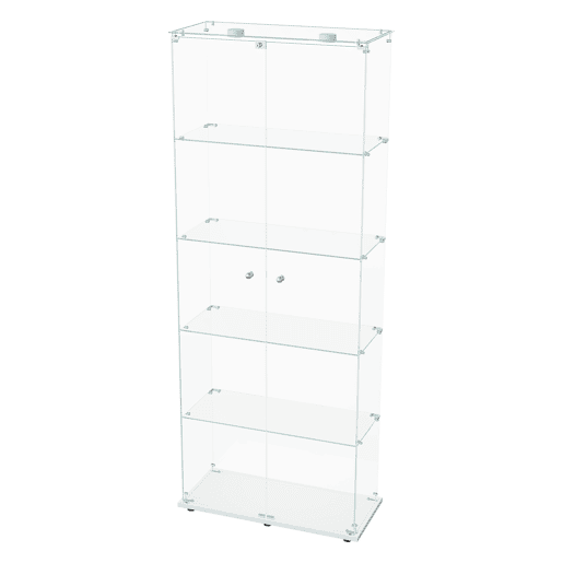 Vitrine em vidro com 5 níveis, LED, 78,5 × 34,5 × 186,5 cm, adequada para sala de estar e quarto Vitrine em vidro com 5 níveis, LED, 78,5 × 34,5 × 186,5 cm, adequada para sala de estar e quarto