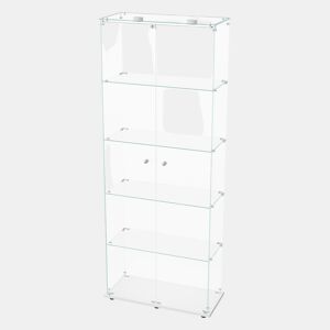 Vitrine em vidro com 5 níveis, LED, 78,5 × 34,5 × 186,5 cm, adequada para sala de estar e quarto
