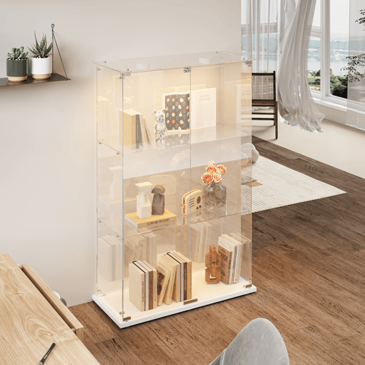 Vitrines LED, vitrines independentes, armários para colecionáveis, brancas Vitrines LED, vitrines independentes, armários para colecionáveis, brancas