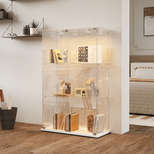 Vitrines LED, vitrines independentes, armários para colecionáveis, brancas Vitrines LED, vitrines independentes, armários para colecionáveis, brancas