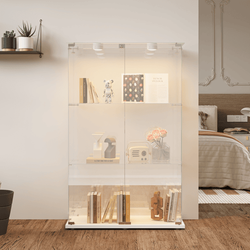 Vitrines LED, vitrines independentes, armários para colecionáveis, brancas Vitrines LED, vitrines independentes, armários para colecionáveis, brancas