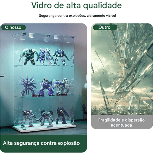 Vitrines LED, vitrines independentes, armários para colecionáveis, brancas Vitrines LED, vitrines independentes, armários para colecionáveis, brancas