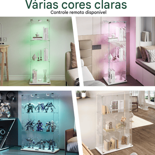 Vitrines LED, vitrines independentes, armários para colecionáveis, brancas Vitrines LED, vitrines independentes, armários para colecionáveis, brancas