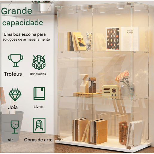 Vitrines LED, vitrines independentes, armários para colecionáveis, brancas Vitrines LED, vitrines independentes, armários para colecionáveis, brancas
