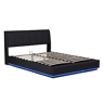 Cama estofada Tröstiar LED com base de ripas dobrável linho 160x200cm - Preto en.casa