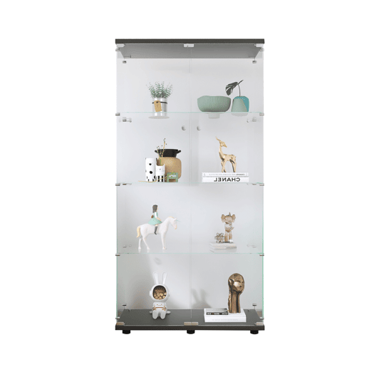 Vitrine preta de chão, ideal para exibir objetos de coleção, livros e vinhos adequada para escritórios ou salas de estar