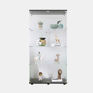 Vitrine preta de chão, ideal para exibir objetos de coleção, livros e vinhos adequada para escritórios ou salas de estar