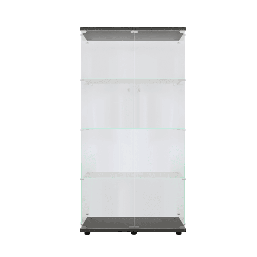 Vitrine preta de chão, ideal para exibir objetos de coleção, livros e vinhos adequada para escritórios ou salas de estar