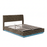 Cama estofada Tröstiar LED com base de ripas dobrável linho 160x200cm - Verde en.casa