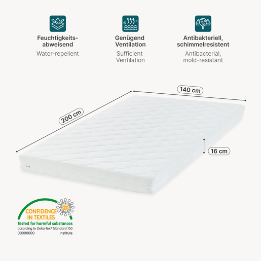 Cama estofada Tröstiar LED com base de ripas dobrável couro sintético + colchão 140x200cm - Preto en.casa Cama estofada Tröstiar LED com base de ripas dobrável couro sintético + colchão 140x200cm - Preto en.casa