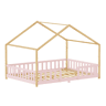 Cama de criança Treviolo forma de casa pinho 120x200 cm Rosa  Natural en.casa