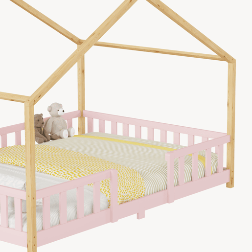 Cama de criança Treviolo forma de casa pinho 120x200 cm Rosa Natural en.casa Cama de criança Treviolo forma de casa pinho 120x200 cm Rosa Natural en.casa