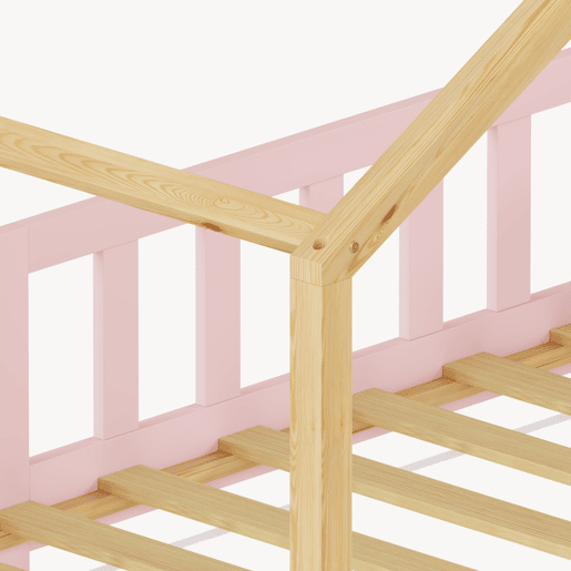Cama de criança Treviolo forma de casa pinho 120x200 cm Rosa Natural en.casa Cama de criança Treviolo forma de casa pinho 120x200 cm Rosa Natural en.casa