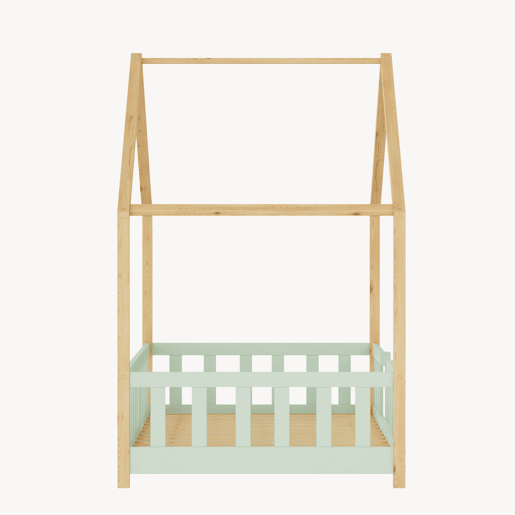 Cama de criança Treviolo forma de casa pinho + colchón 90x200 cm - Verde menta Natural en.casa Cama de criança Treviolo forma de casa pinho + colchón 90x200 cm - Verde menta Natural en.casa