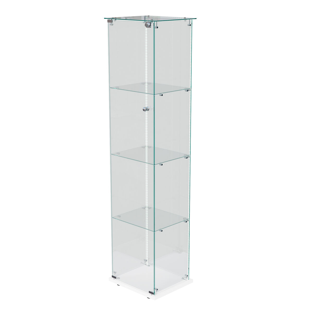 Vitrina de cuatro niveles con iluminación led, ideal para almacenamiento y exhibición en salas de estar y comedores. color blanco