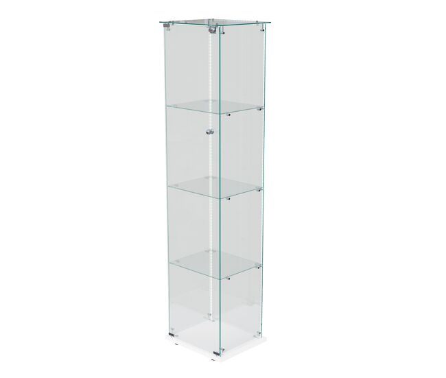 Vitrina de cuatro niveles con iluminación led, ideal para almacenamiento y exhibición en salas de estar y comedores. color blanco