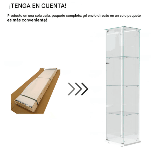 Vitrine de quatro níveis com LEDs, ideal para arrumação e exposição em salas de estar e de jantar. Cor branca. Vitrine de quatro níveis com LEDs, ideal para arrumação e exposição em salas de estar e de jantar. Cor branca.