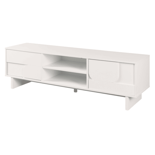 Móvel de televisão Katanshumn 2 portas 2 compartimentos abertos 150x39x45 cm Branco en.casa Móvel de televisão Katanshumn 2 portas 2 compartimentos abertos 150x39x45 cm Branco en.casa