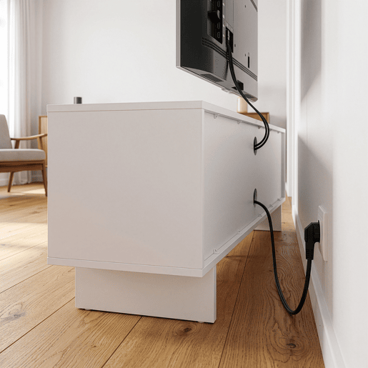 Móvel de televisão Katanshumn 2 portas 2 compartimentos abertos 150x39x45 cm Branco en.casa Móvel de televisão Katanshumn 2 portas 2 compartimentos abertos 150x39x45 cm Branco en.casa