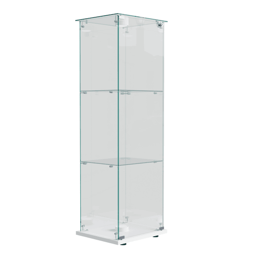 Vitrine branca com iluminação LED, 123,3 x 35 x 39,8 cm, com prateleiras de altura ajustável, adequada para uso em salas de estar e escritórios Vitrine branca com iluminação LED, 123,3 x 35 x 39,8 cm, com prateleiras de altura ajustável, adequada para uso em salas de estar e escritórios