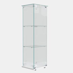 Vitrine branca com iluminação LED, 123,3 x 35 x 39,8 cm, com prateleiras de altura ajustável, adequada para uso em salas de estar e escritórios