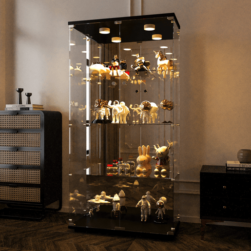 Vitrina con iluminación LED (80,49 x 29 x 163,9 cm), vitrina alta de chão com portas, preta. Vitrina con iluminación LED (80,49 x 29 x 163,9 cm), vitrina alta de chão com portas, preta.