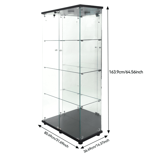Vitrina con iluminación LED (80,49 x 29 x 163,9 cm), vitrina alta de chão com portas, preta. Vitrina con iluminación LED (80,49 x 29 x 163,9 cm), vitrina alta de chão com portas, preta.