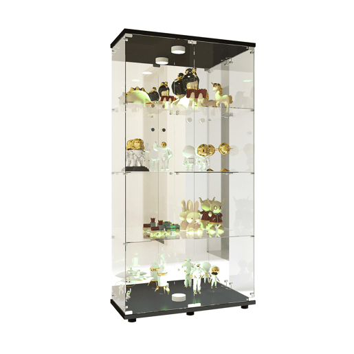 Vitrina con iluminación LED (80,49 x 29 x 163,9 cm), vitrina alta de chão com portas, preta. Vitrina con iluminación LED (80,49 x 29 x 163,9 cm), vitrina alta de chão com portas, preta.
