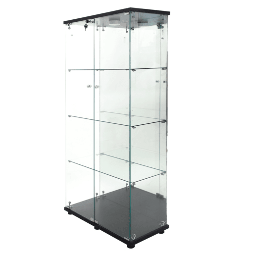 Vitrina con iluminación LED (80,49 x 29 x 163,9 cm), vitrina alta de chão com portas, preta. Vitrina con iluminación LED (80,49 x 29 x 163,9 cm), vitrina alta de chão com portas, preta.