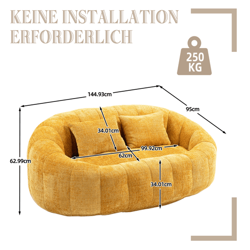 Sofá puff individual - Alto conforto, encosto alto, interior e exterior - Amarelo Sofá puff individual - Alto conforto, encosto alto, interior e exterior - Amarelo