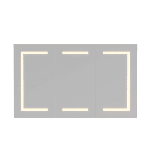 Espelho de banheiro com LED, 100,4 × 60 × 13,5 cm, 2 portas