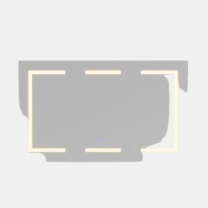 Espelho de banheiro com LED, 100,4 × 60 × 13,5 cm, 2 portas