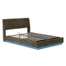 Cama estofada Tröstiar LED com base de ripas dobrável linho 140x200cm - Verde en.casa