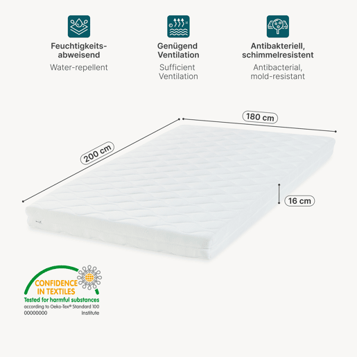 Cama estofada Tröstiar LED com base de ripas dobrável linho + colchão 180x200cm - Verde en.casa Cama estofada Tröstiar LED com base de ripas dobrável linho + colchão 180x200cm - Verde en.casa