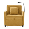 Poltrona-cama 2 em 1 individual - poltrona-cama convertível com almofada, bolsos laterais, mesinha auxiliar e saco de arrumação, estofada em chenille - amarelo mostarda