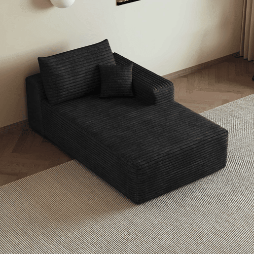 Sofá-cama 175 x 95 cm - Modular, estofado em veludo cotelê, assento individual - Preto Sofá-cama 175 x 95 cm - Modular, estofado em veludo cotelê, assento individual - Preto