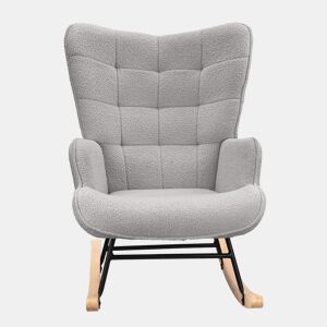 Cadeira de baloiço para quarto de criança, cadeira de baloiço estofada com encosto alto para sala de estar, quarto ou escritório, Cinza Claro