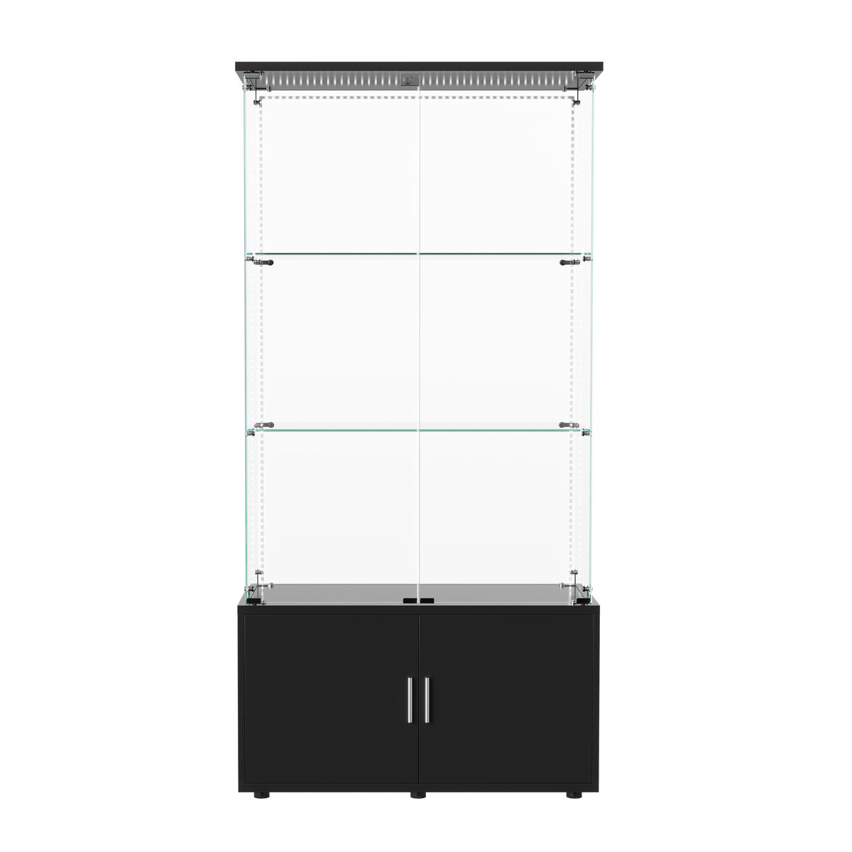 Vitrina de cristal negro con 3 niveles y tira de luz led, 78,51 x 35 x 164 cm – estantería moderna para decoración y exhibición