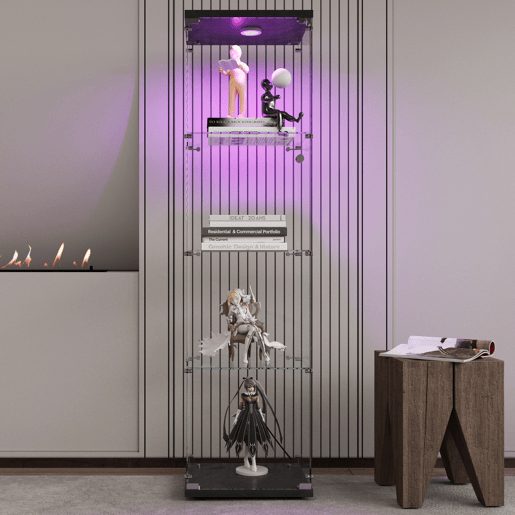Vitrina de cristal con iluminación LED, 4 estantes y puerta, vitrinalibrería de pie para salón, dormitorio y oficina, 164 x 42,5 x 36,3 cm, color negro. Vitrina de cristal con iluminación LED, 4 estantes y puerta, vitrinalibrería de pie para salón, dormitorio y oficina, 164 x 42,5 x 36,3 cm, color negro.