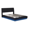 Cama estofada Tröstiar LED com base de ripas dobrável linho 180x200cm - Preto en.casa