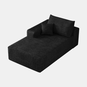 Sofá-cama 175 x 95 cm - modular, estofado em veludo cotelê, 1 lugar - preto