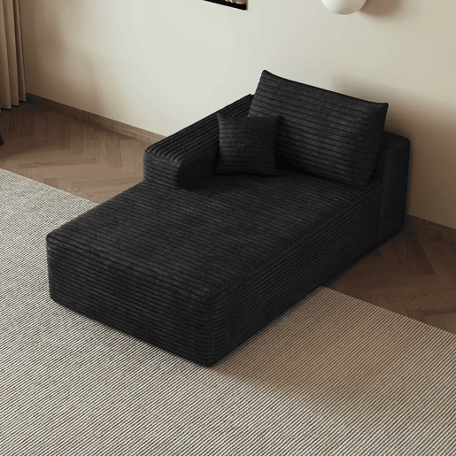 Sofá-cama 175 x 95 cm - modular, estofado em veludo cotelê, 1 lugar - preto Sofá-cama 175 x 95 cm - modular, estofado em veludo cotelê, 1 lugar - preto