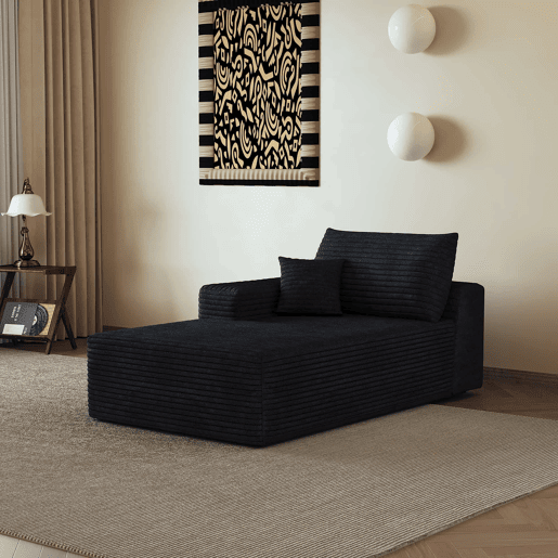 Sofá-cama 175 x 95 cm - modular, estofado em veludo cotelê, 1 lugar - preto Sofá-cama 175 x 95 cm - modular, estofado em veludo cotelê, 1 lugar - preto