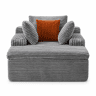 Sofá-cama sem estrutura, 1 lugar - sofá moderno tipo «nuvem» com chaise longue, 3 almofadas e manta, sem montagem, confortável para a sala de estar - cinzento