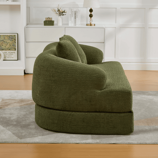 Sofá-cama 2 em 1 de 2 lugares - desdobrável, com duas almofadas, multifuncional para a sala de estar e o quarto de hóspedes - verde chenille Sofá-cama 2 em 1 de 2 lugares - desdobrável, com duas almofadas, multifuncional para a sala de estar e o quarto de hóspedes - verde chenille