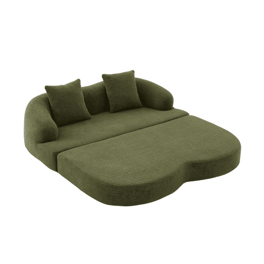 Sofá-cama 2 em 1 de 2 lugares - desdobrável, com duas almofadas, multifuncional para a sala de estar e o quarto de hóspedes - verde chenille Sofá-cama 2 em 1 de 2 lugares - desdobrável, com duas almofadas, multifuncional para a sala de estar e o quarto de hóspedes - verde chenille