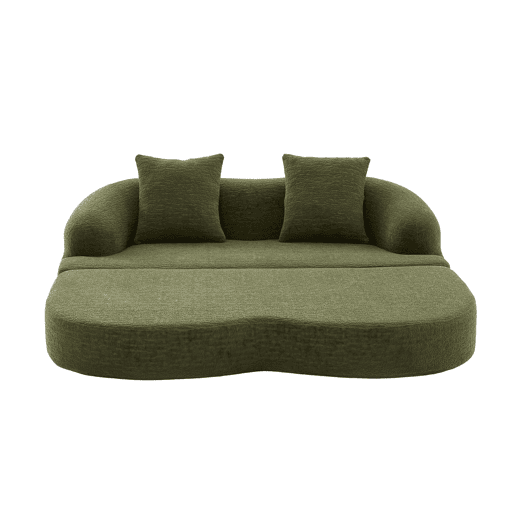 Sofá-cama 2 em 1 de 2 lugares - desdobrável, com duas almofadas, multifuncional para a sala de estar e o quarto de hóspedes - verde chenille Sofá-cama 2 em 1 de 2 lugares - desdobrável, com duas almofadas, multifuncional para a sala de estar e o quarto de hóspedes - verde chenille