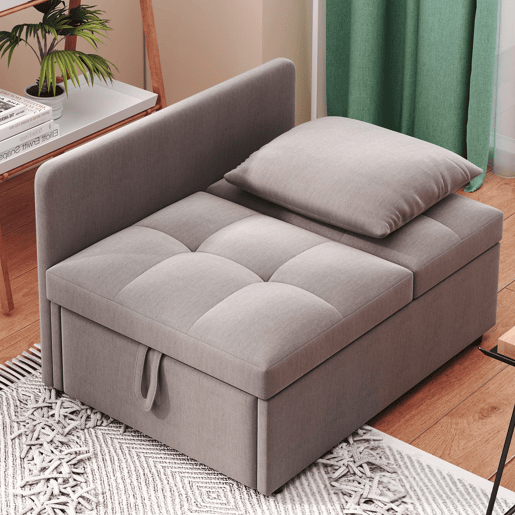 Sofá-cama 3 em 1 - Sofá de linho com encosto ajustável - para espaços pequenos Sofá-cama 3 em 1 - Sofá de linho com encosto ajustável - para espaços pequenos
