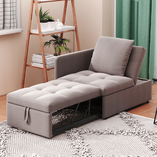 Sofá-cama 3 em 1 - Sofá de linho com encosto ajustável - para espaços pequenos Sofá-cama 3 em 1 - Sofá de linho com encosto ajustável - para espaços pequenos
