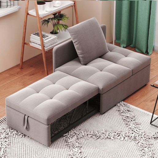 Sofá-cama 3 em 1 - Sofá de linho com encosto ajustável - para espaços pequenos Sofá-cama 3 em 1 - Sofá de linho com encosto ajustável - para espaços pequenos